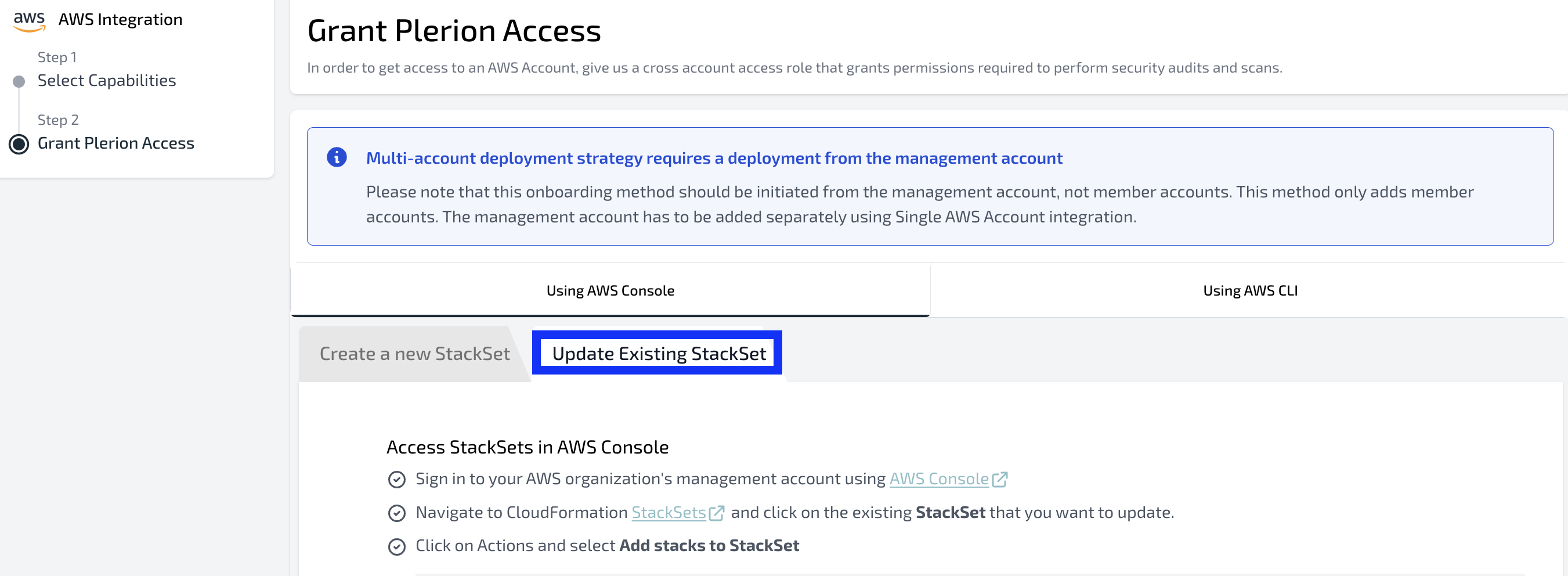 Add AWS Account - Update StackSet