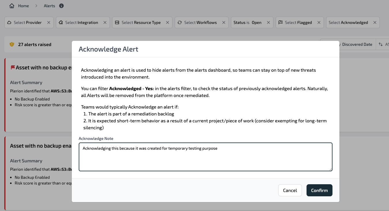 Acknowledge Alert