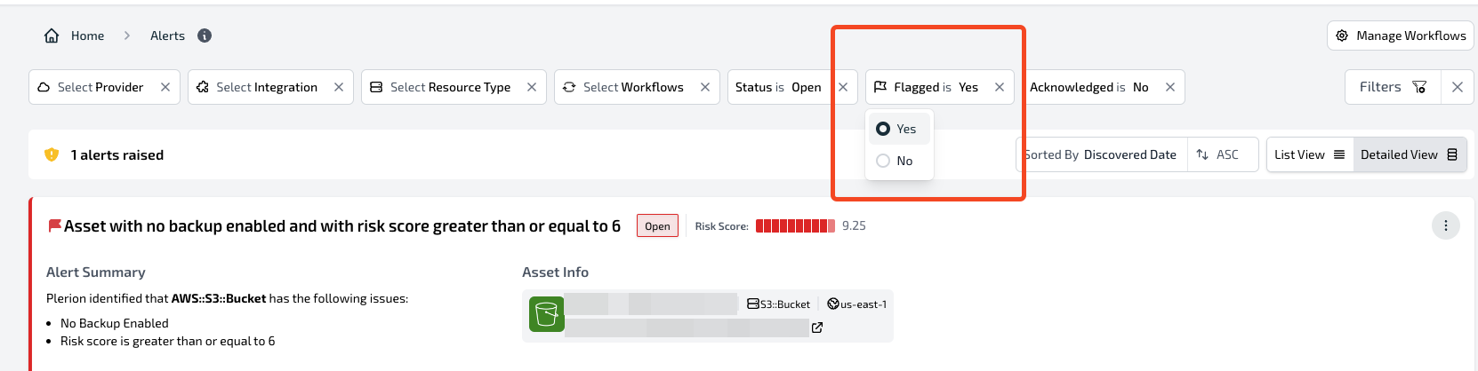 Flagged alerts