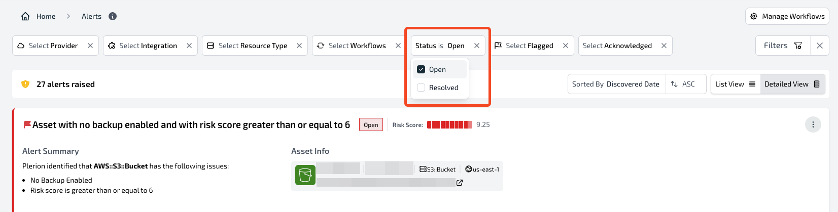Alerts with filters