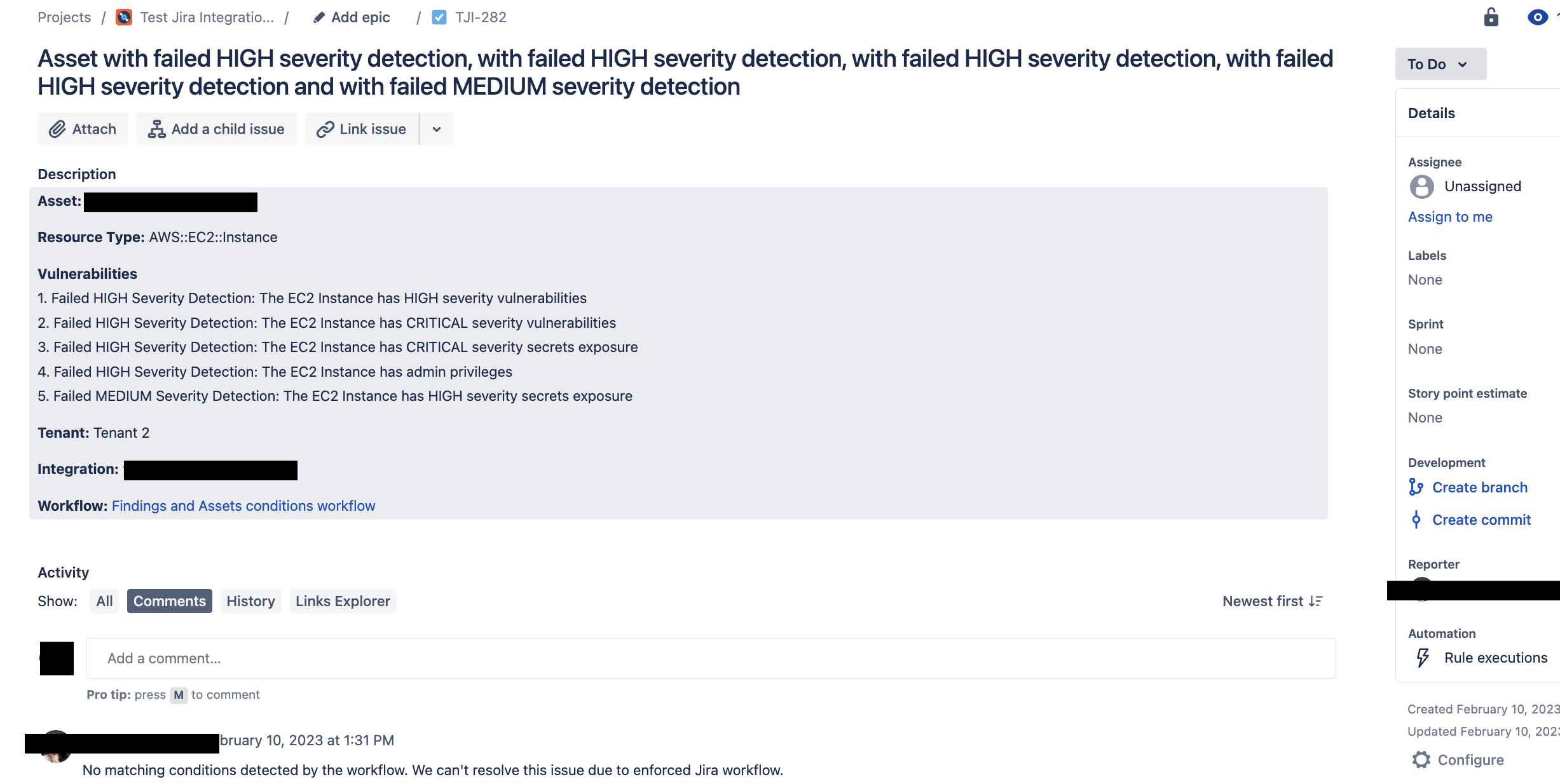 Blocked by Jira workflow Jira Alert