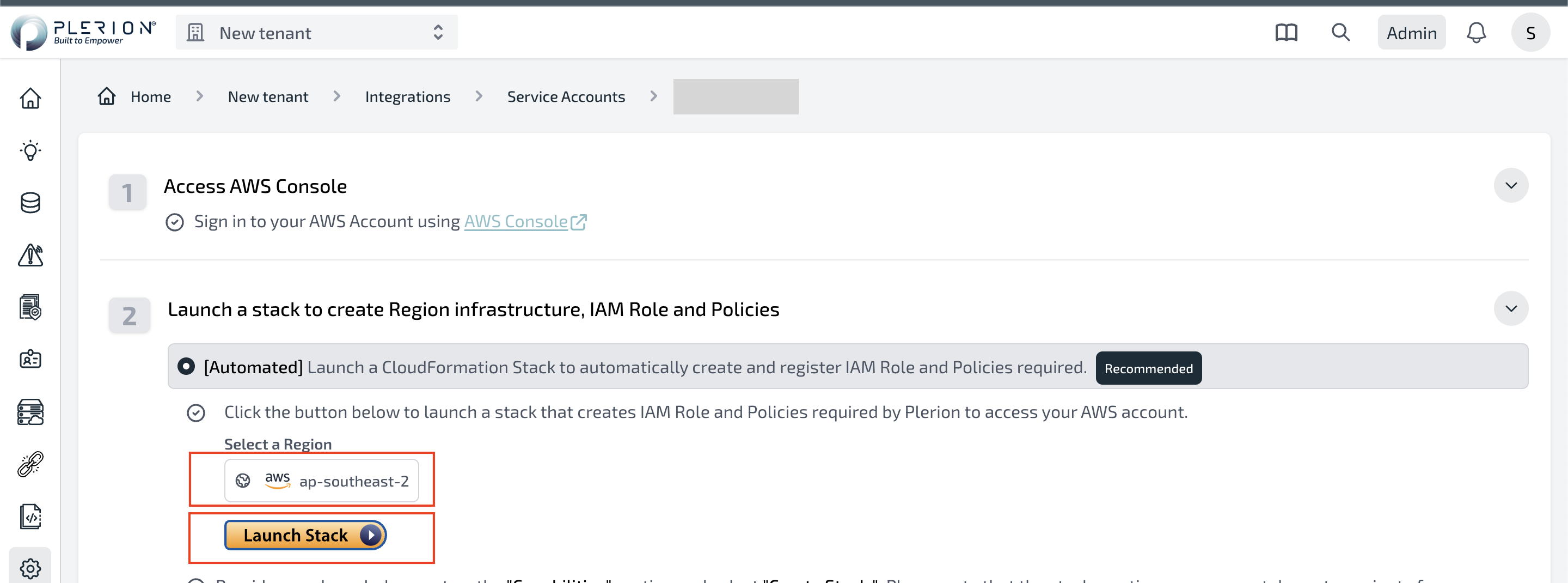 Service Account Details