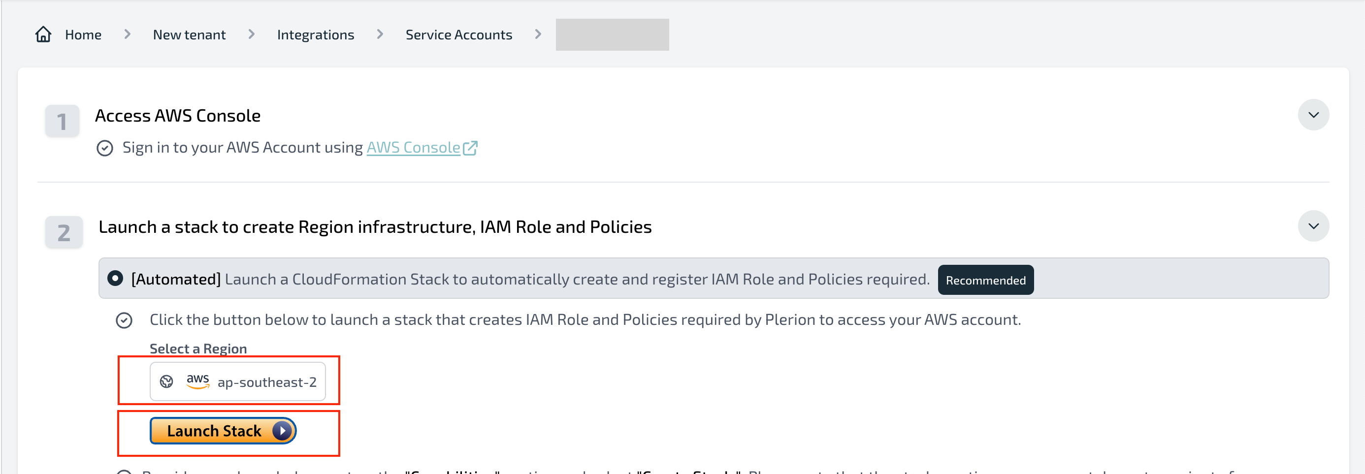 Service Account Details