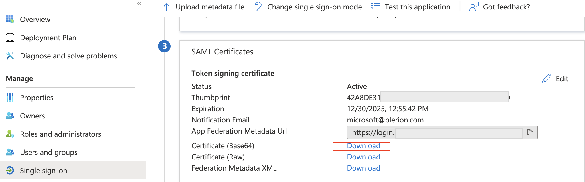 Base 64 certificate
