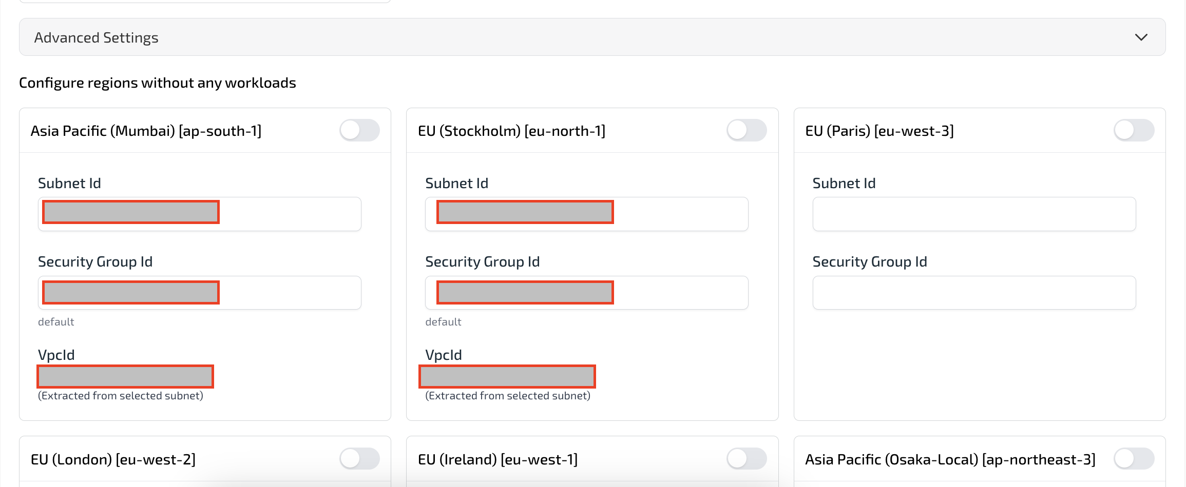 Appliance Advanced setting