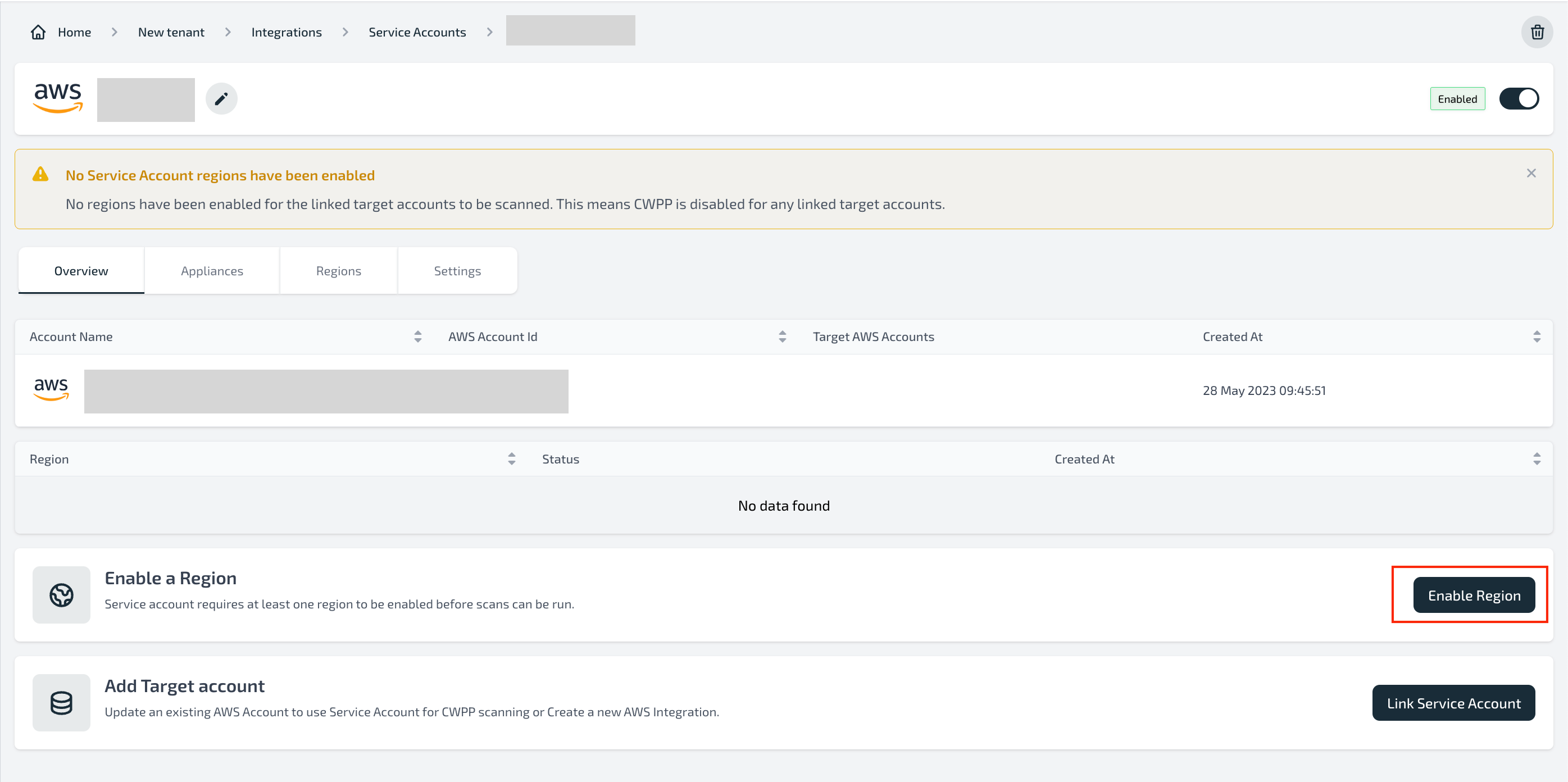 Service Account Details