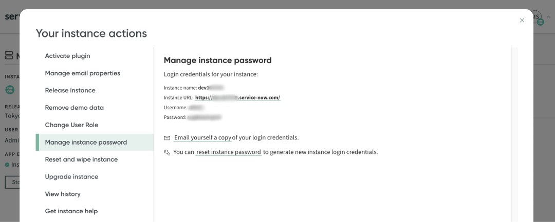 ServiceNow Instance Password