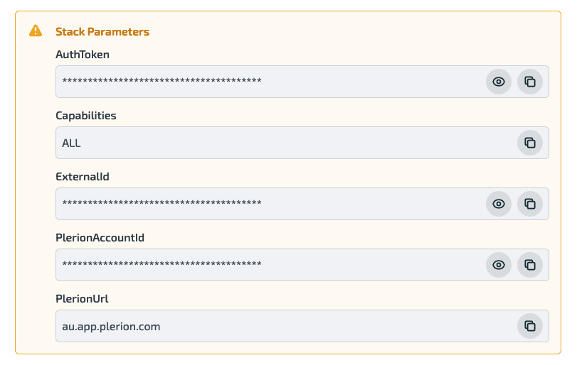'Stack Parameters' with AuthToken
