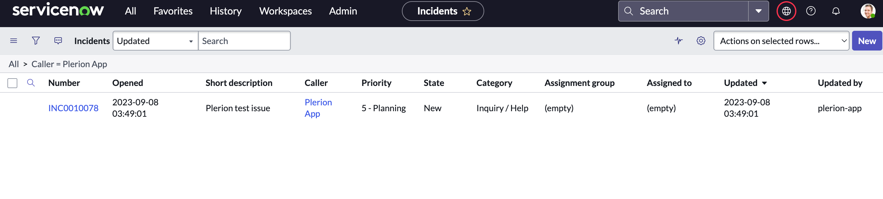 ServiceNow Incident List