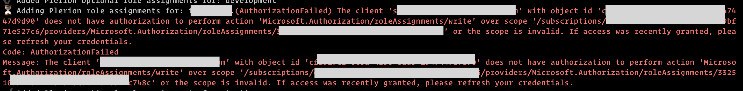 AuthorizationFailed Error