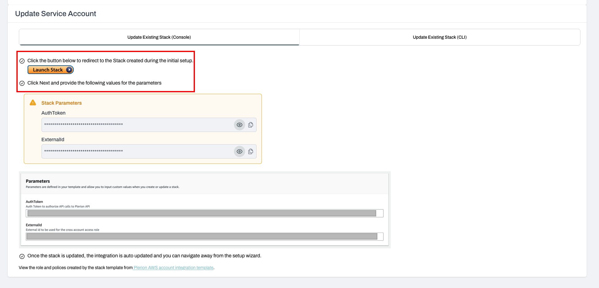 Update service account
